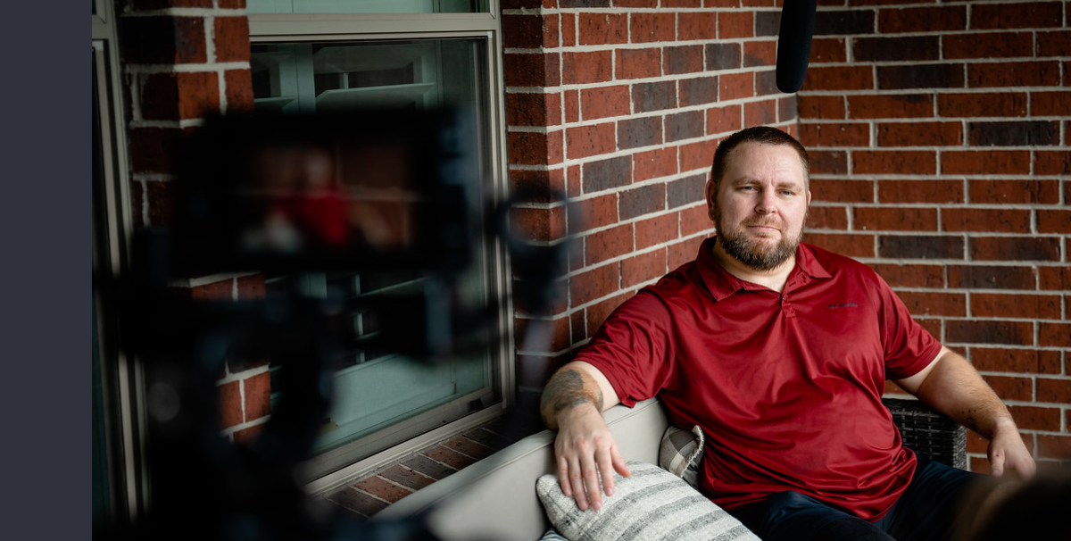 outdoor interview with camera